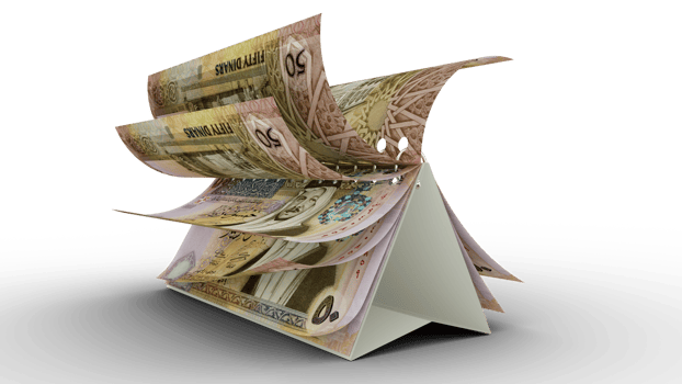 Calendar made of Jordanian dinar notes. Money calendar. spending concept. 3d rendering png