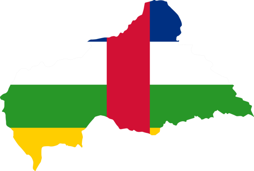 Central African Republic flag on map on transparent  background png
