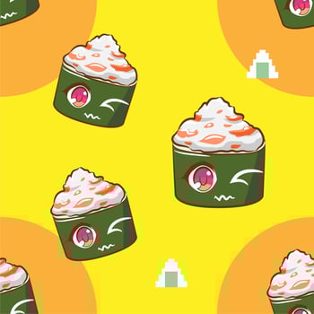 Sushi pattern seamless background vector
