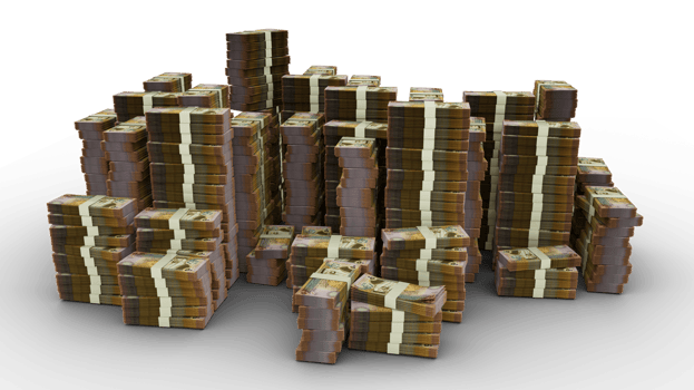 Big stack of Jordanian Dinar notes. A lot of money isolated on transparent background. 3d rendering of bundles of cash png