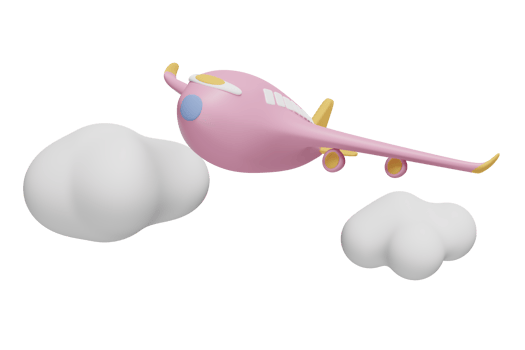 3d airplane icon with cloud isolated. jet commercial airplane, plane travel concept, 3d render illustration png