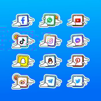 Social Media Logo Sticker Collection vector