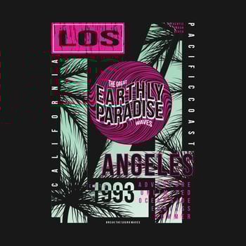 los angeles california on beach theme graphic t shirt print vector
