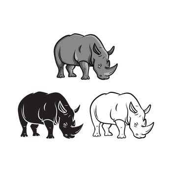 Coloring book rhinoceros tattoo cartoon character vector