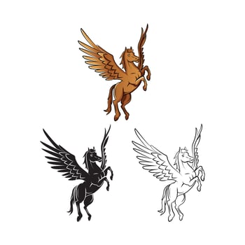 Coloring book horse wings cartoon character vector