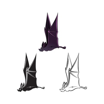 Coloring book bat tattoo cartoon character vector