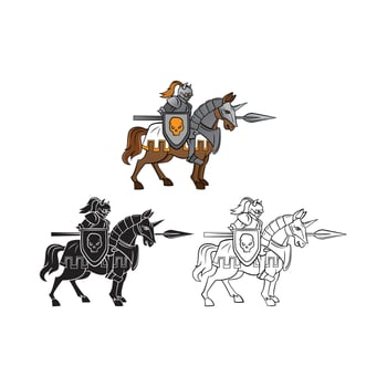 Coloring book knight rider cartoon character vector