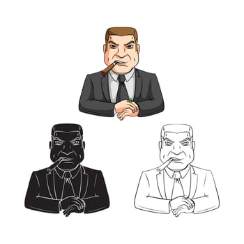 Coloring book big boss cartoon character vector