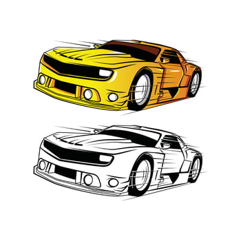 Coloring book super car cartoon character vector