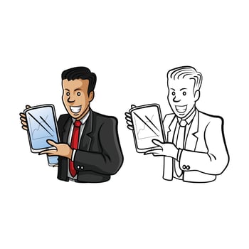 Coloring book businessman presentation cartoon character vector