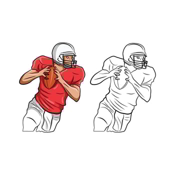Coloring book american football cartoon character vector
