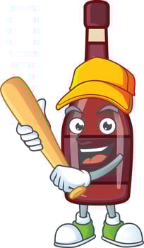Red bottle wine cartoon character style vector