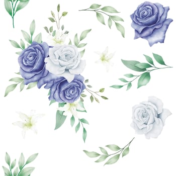 Seamless pattern Floral rose watercolor vector