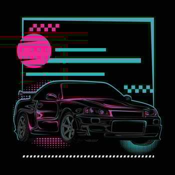 vintage colored sport car racing vector