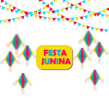 festa junina  with party flags, paper lantern png