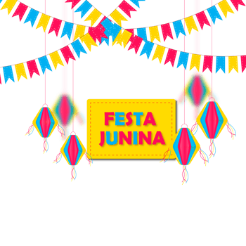 festa junina  with party flags, paper lantern png