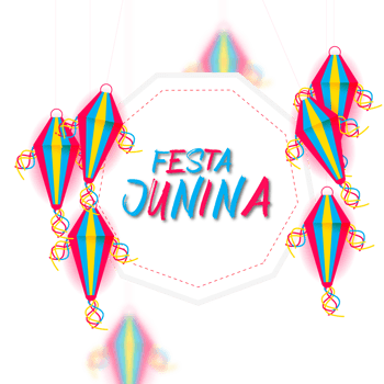 festa junina  with party flags, paper lantern png
