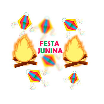 festa junina  with party flags, paper lantern png