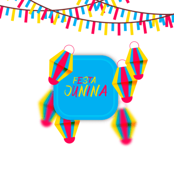 festa junina  with party flags, paper lantern png