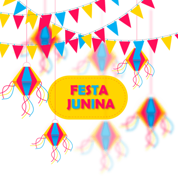 festa junina  with party flags, paper lantern png