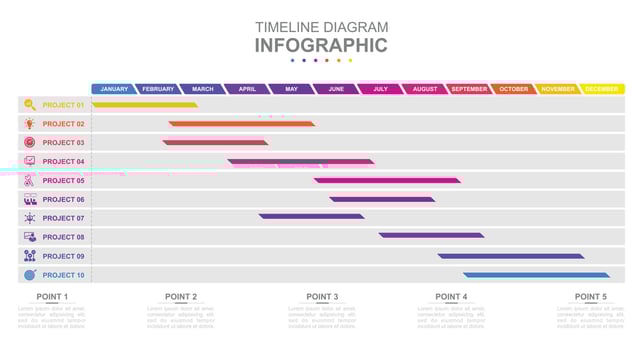 Infographic business template. Monthly modern Timeline Gantt chart with table. Concept presentation. vector