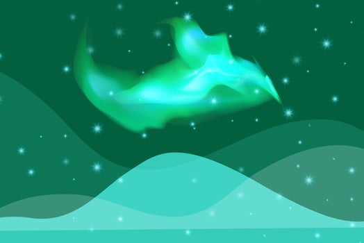 Beautiful teal or green turquoise galaxy background with nebula cosmos and comets. Stardust and bright shining stars in universal. Vector illustration.