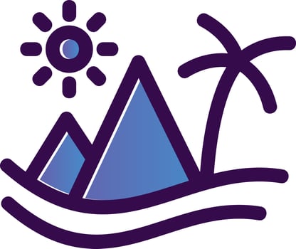 Desert Day Landscape Vector Icon Design