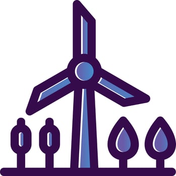 Windmill Landscape Vector Icon Design