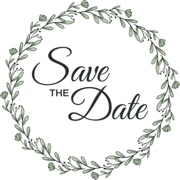 Save the date with the floral wreath beautiful design for wedding invitation or engagement invitation png