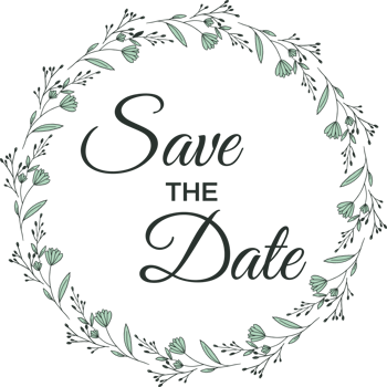 Save the date with the floral wreath beautiful design for wedding invitation or engagement invitation png