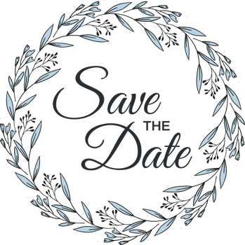 Save the date with the floral wreath beautiful design for wedding invitation or engagement invitation png