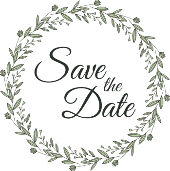 Save the date with the floral wreath beautiful design for wedding invitation or engagement invitation png