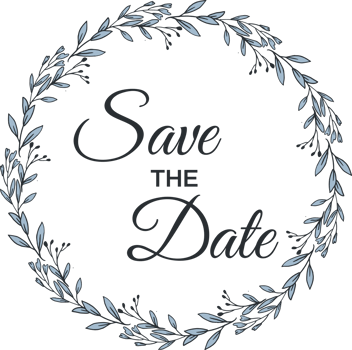 Save the date with the floral wreath beautiful design for wedding invitation or engagement invitation png