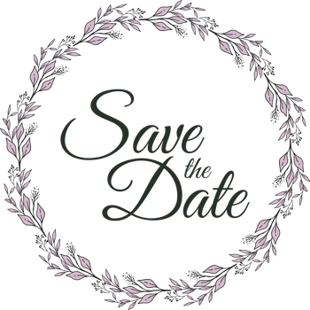 Save the date with the floral wreath beautiful design for wedding invitation or engagement invitation png
