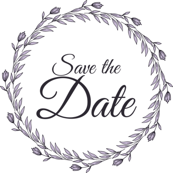 Save the date with the floral wreath beautiful design for wedding invitation or engagement invitation png