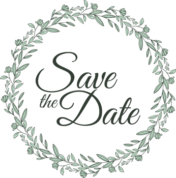 Save the date with the floral wreath beautiful design for wedding invitation or engagement invitation png