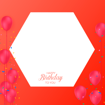 Birthday congratulations photo frame design with  balloons png