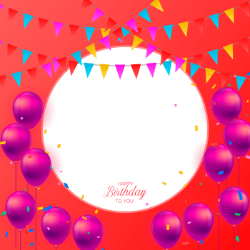 Birthday congratulations photo frame design with  balloons png