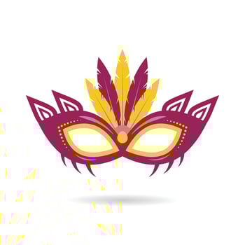 Carnival mask with feather for festival party invitation and decorations vector