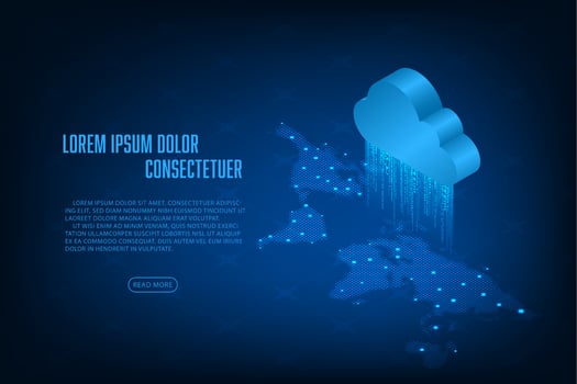 Vector isometric cloud storage concept. Technology abstract background.