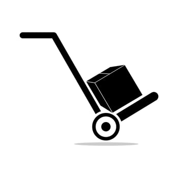 Hand trolley icon logo symbol, hand truck with box black design vector