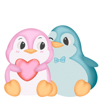 Penguin Watercolor Valentine's day png