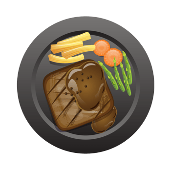 Juicy tasty steak on a black plate png