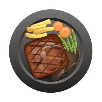 Juicy tasty steak on a black plate png