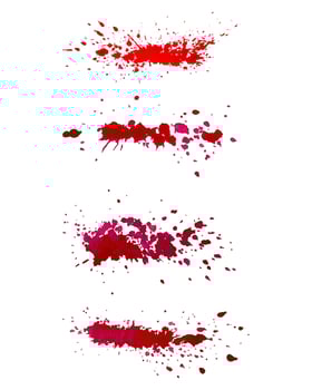Drops of watercolor splashes, from wine, blood, paint, red burgundy color. vector