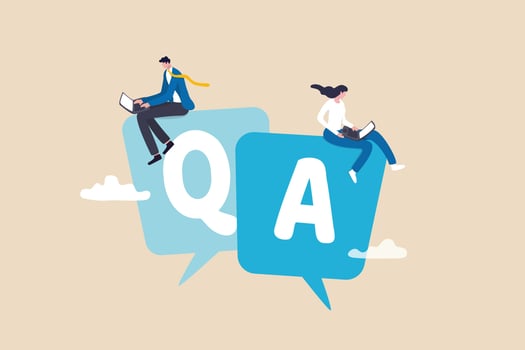 Q and A, question and answers, FAQ frequently asked question, information or solution to solve problem, resolution or advice concept, business people working on dialog with question and answer. vector
