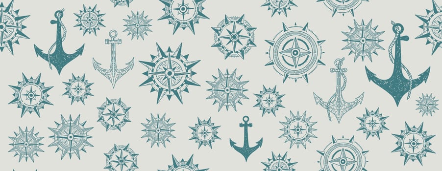 Compass Wind rose, Anchor, pattern, hand drawn Illustration. vector