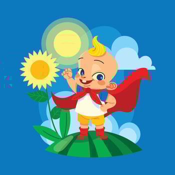 Cute Baby with Superhero Suit vector