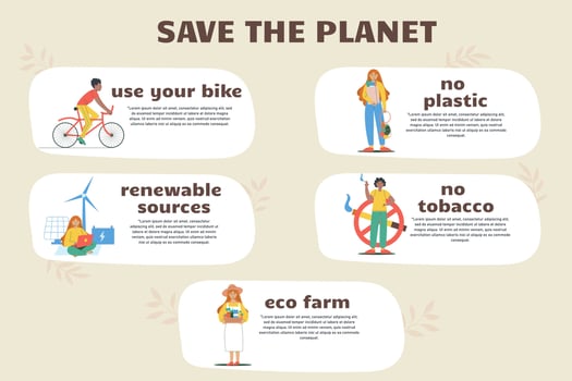 Infographic to save our planet.  World Health Day. Ecology. vector