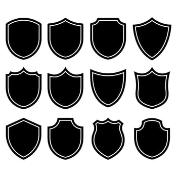 Set Of Glyph Style Shields vector